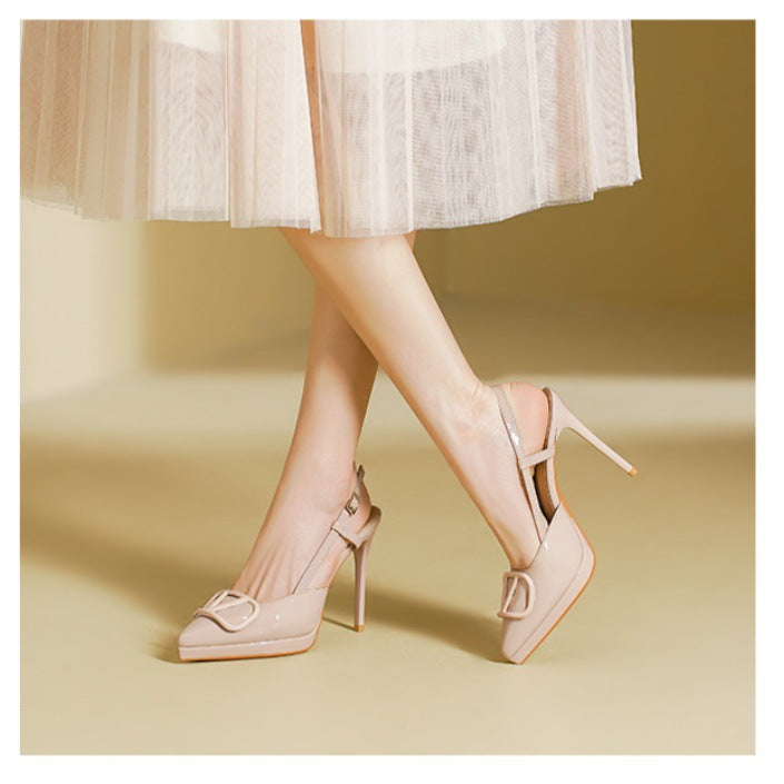 Damen Slingback High Heel Pumps mit dekorativem Knoten-Riemen EB