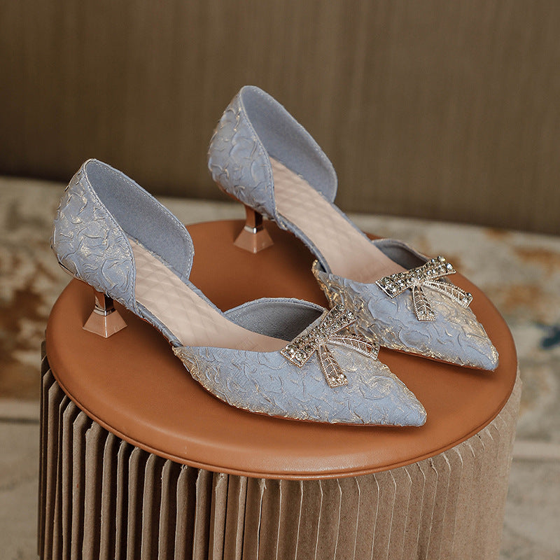 Damen elegante Pumps mit glitzernder Schleifenapplikation EB
