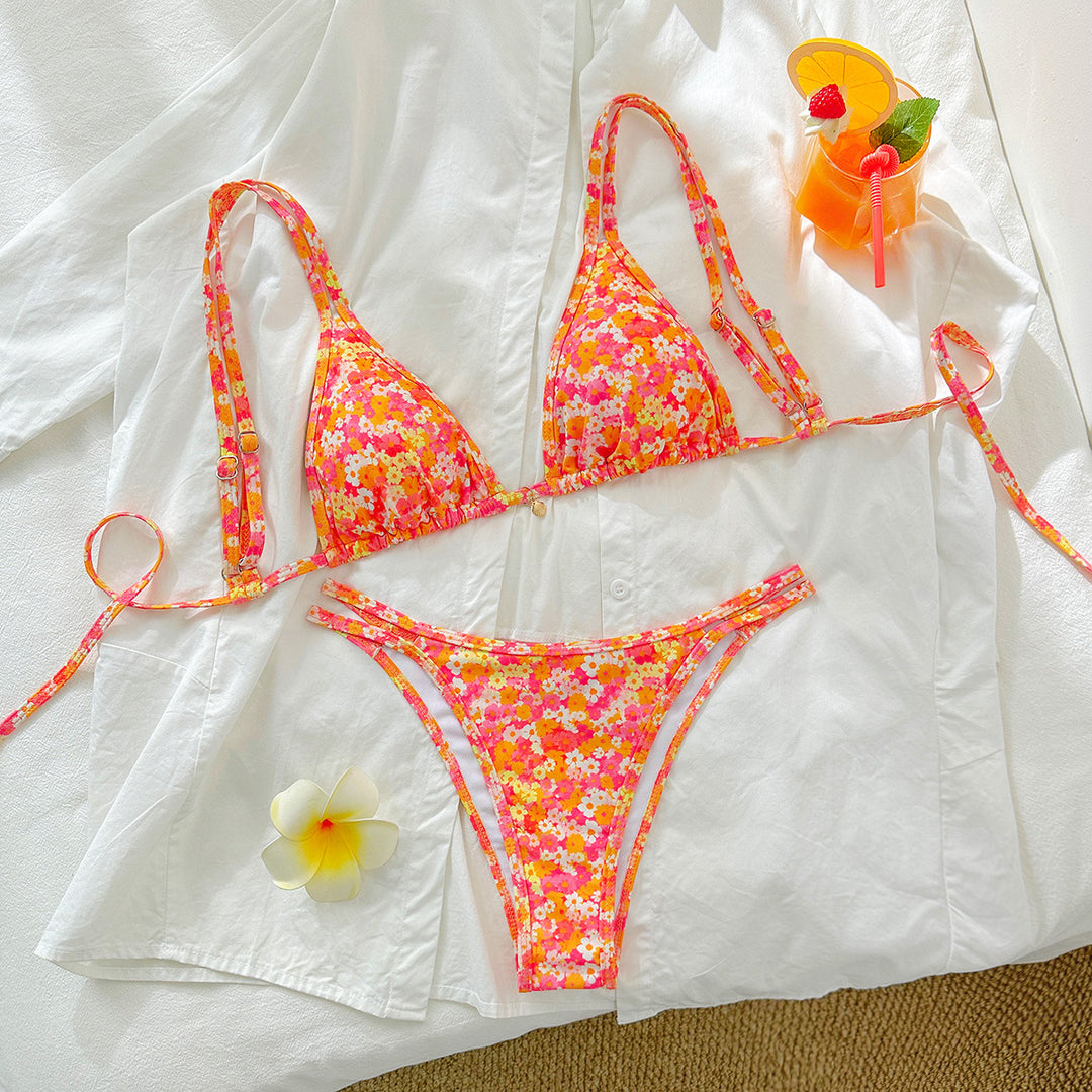 Damen Triangel-Bikini mit floralen Mustern EB