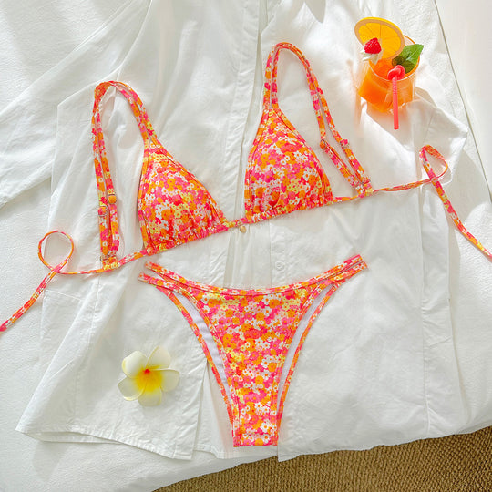 Damen Triangel-Bikini mit floralen Mustern EB