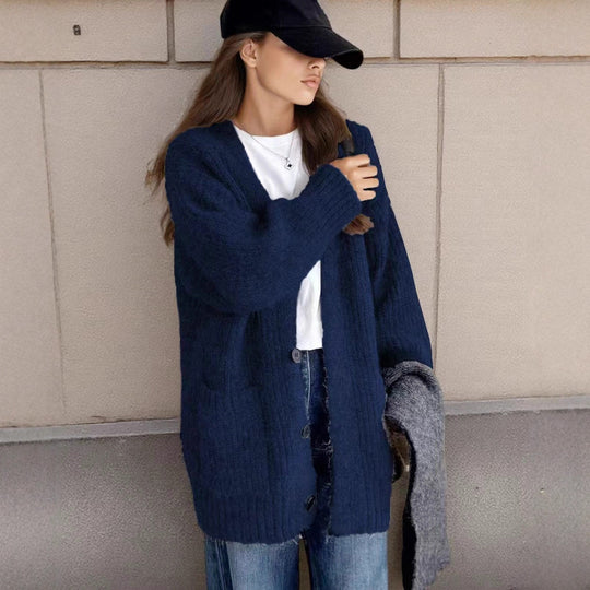 Damen Grobstrick-Cardigan mit einzigartigen Strukturmustern und praktischen Taschen EB