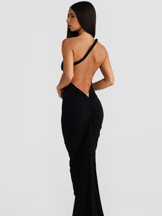 Damen Figurumspielendes Maxikleid mit schulterfreiem Design und raffinierten Trägerdetails EB