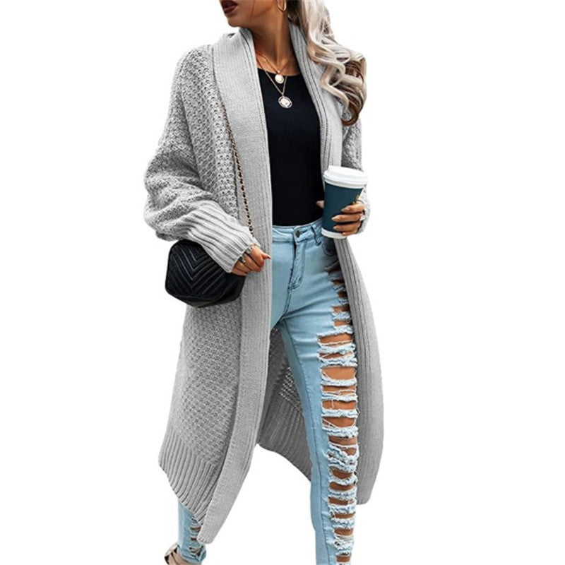 Damen Strickmantel im urbanen Look mit offenem Schnitt und strukturierter Textur EB