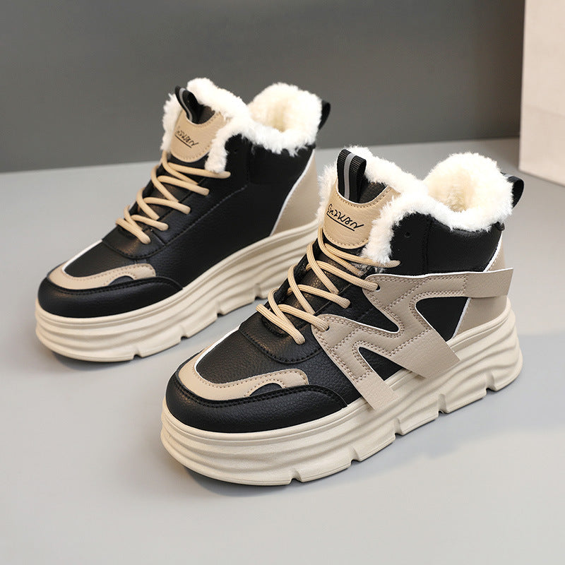 Damen modische High-Top Sneakers mit kuscheligem Innenfutter und robustem Profil EB