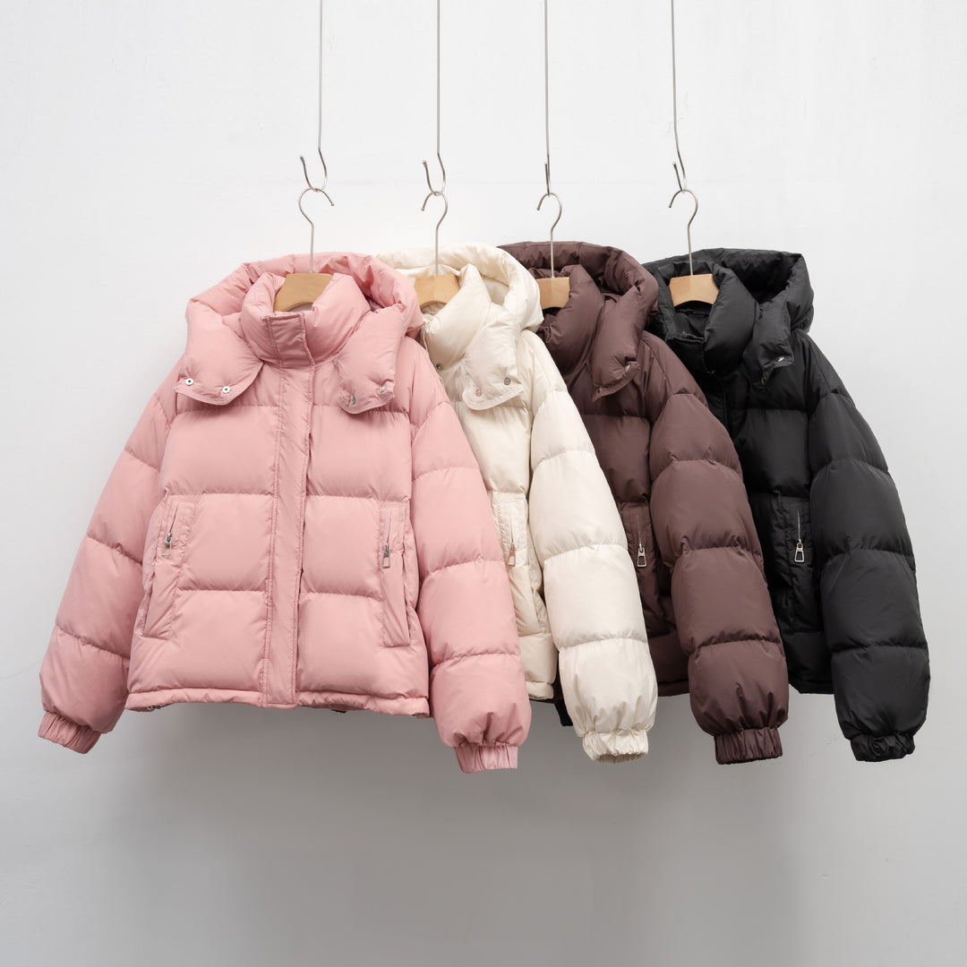 Damen Pufferjacke mit abnehmbarer Kapuze und voluminösem Schnitt EB
