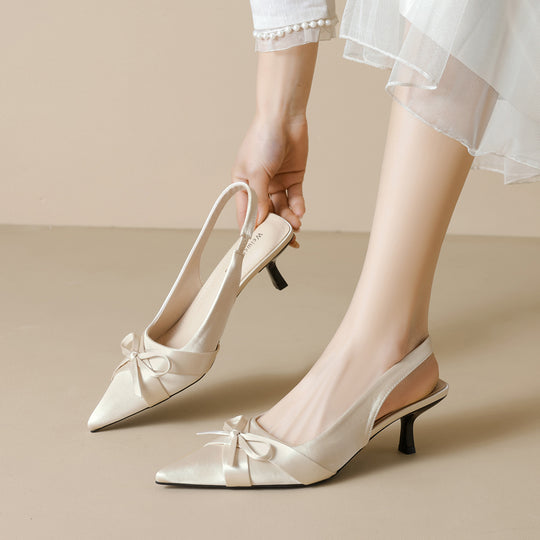 Damen Slingback-Pumps mit eleganter Schleife und modischem Spitzendesign EB