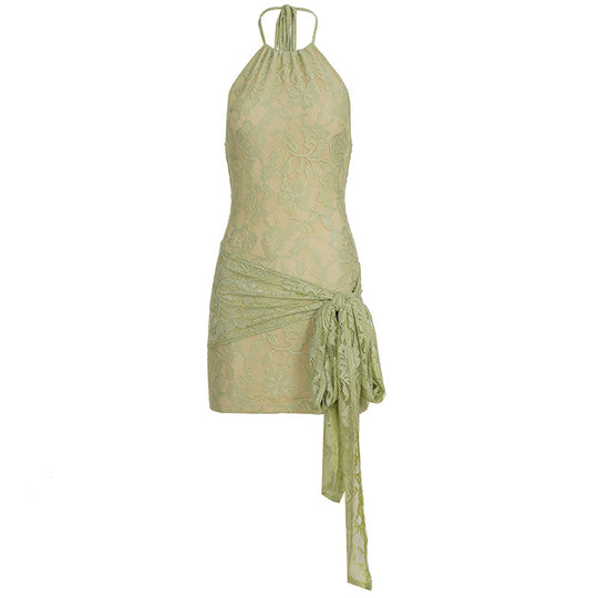 Damen Spitzenkleid mit elegantem Wickeldesign EB