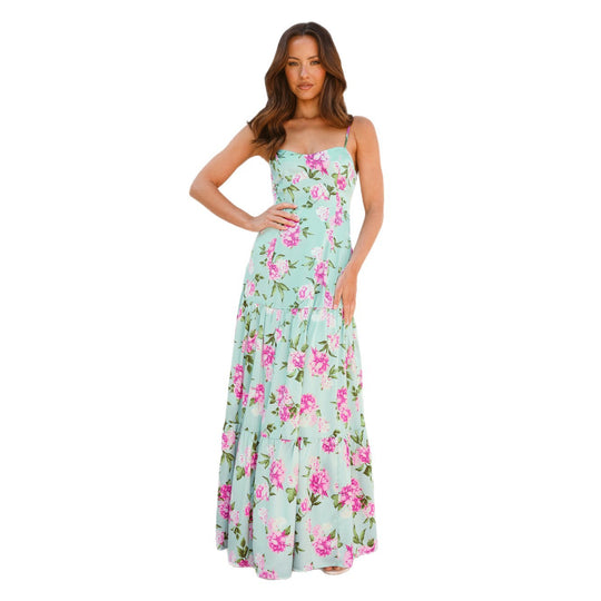 Damen Maxi Kleid mit floralen Mustern EB