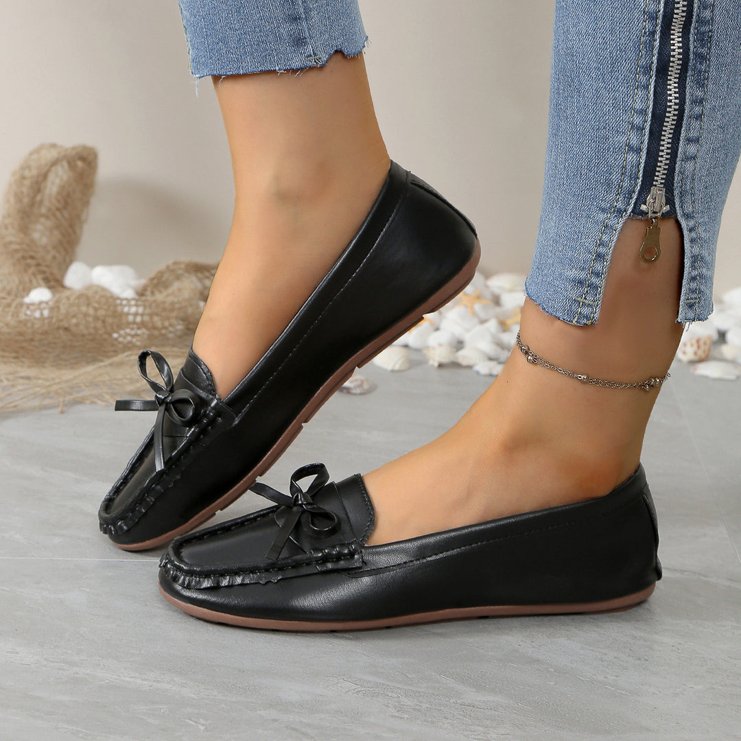 Damen Mokassins mit elegantem Schleifenakzent und weicher Sohle EB