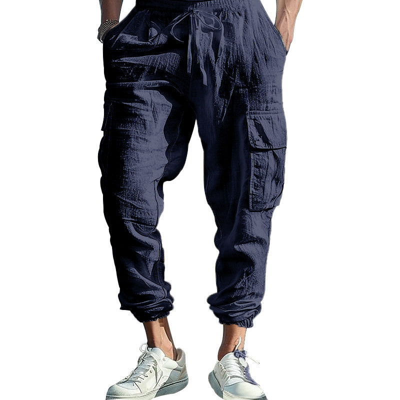 Herren nan lässige Cargo-Jogginghose mit elastischem Bund und großzügigen Seitentaschen EB