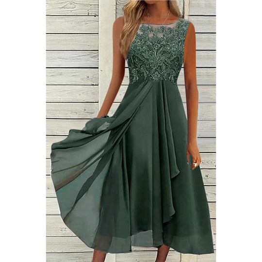 Damen elegante Cocktailkleid mit kunstvollen Spitzenakzenten EB
