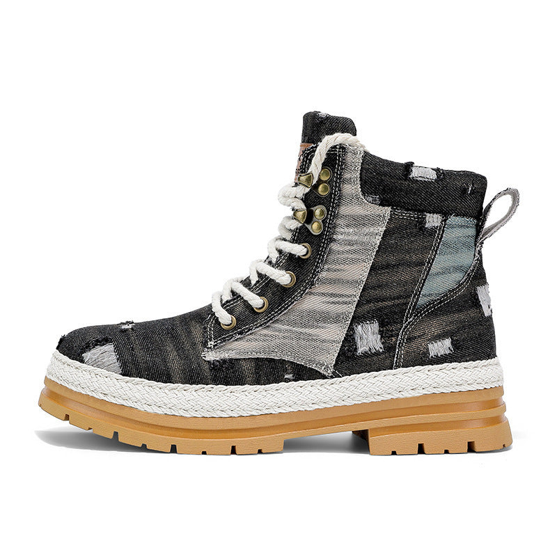 Damen Sportliche High-Top Boots mit strapazierfähigem Denim-Obermaterial EB