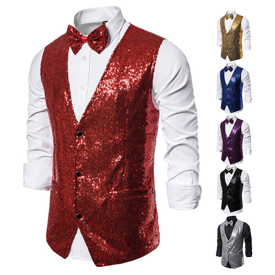 Herren eleganter Paillettenblazer mit passendem Fliege EB