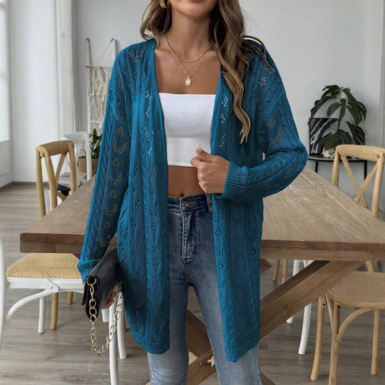 Damen leichte Strickjacke im eleganten Lochmuster EB