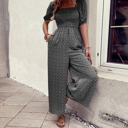 Damen Maxikleid mit Puffärmeln und seitlichem Schlitz EB