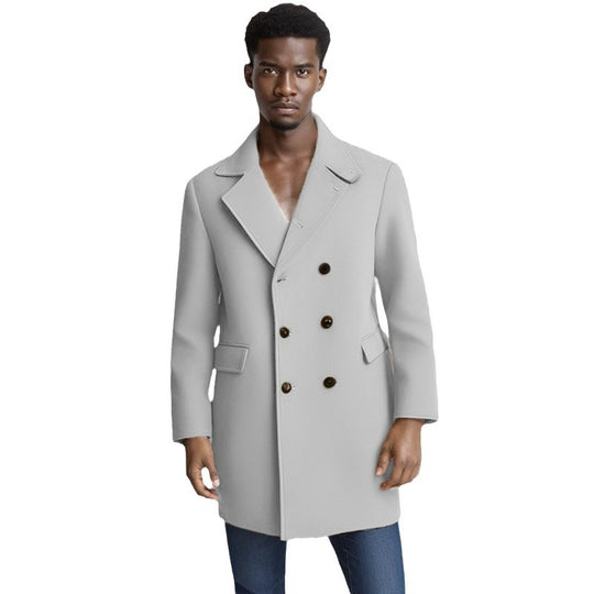 Herren eleganter Doppelreiher-Mantel mit modernem Schnitt und praktischen Taschen EB