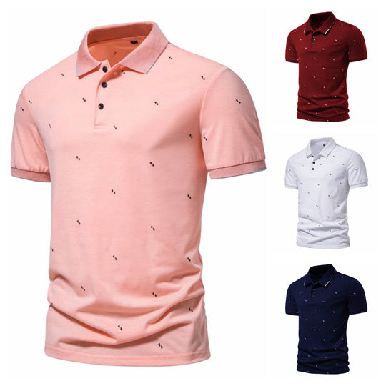 Herren Polohemd mit modischem Druck und hochwertigem Baumwollmaterial EB