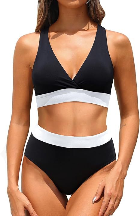 Damen Sportlicher hochtaillierter Bikini EB