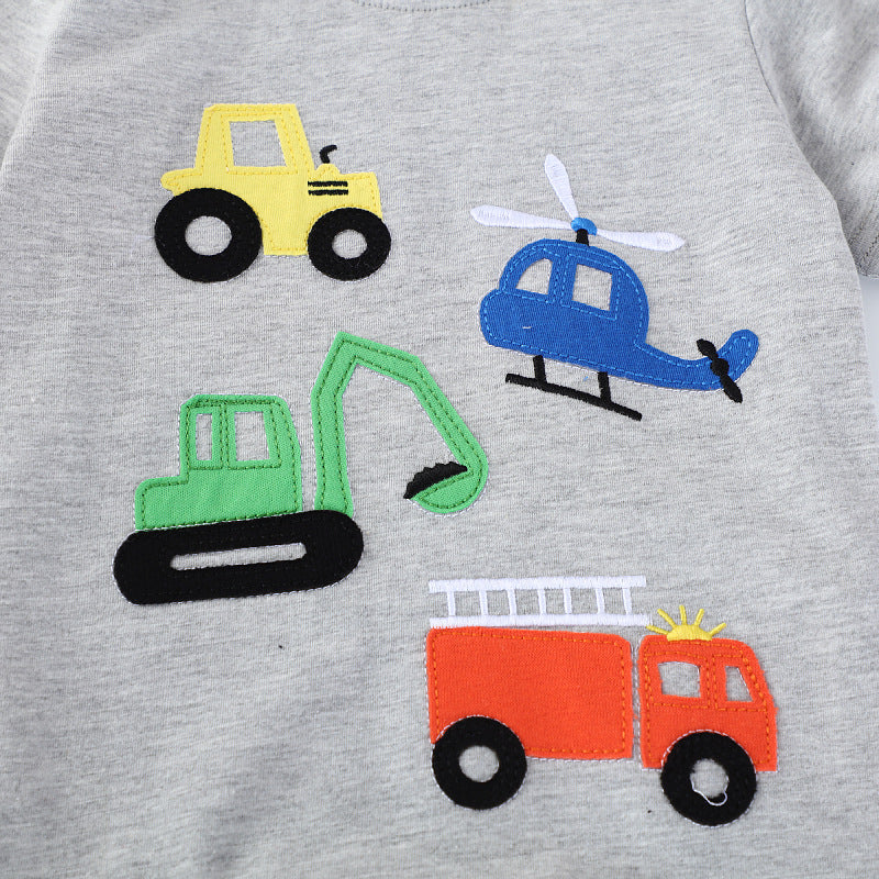 Jungen T-Shirt mit buntem Baumaschinen-Motiv EB