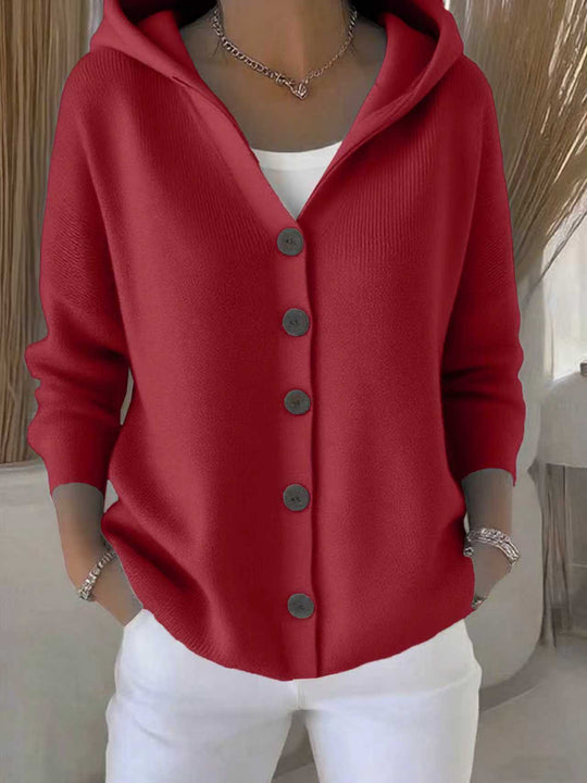 Damen nan Kapuzen-Cardigan mit Knopfleiste und lässiger Oversize-Passform EB
