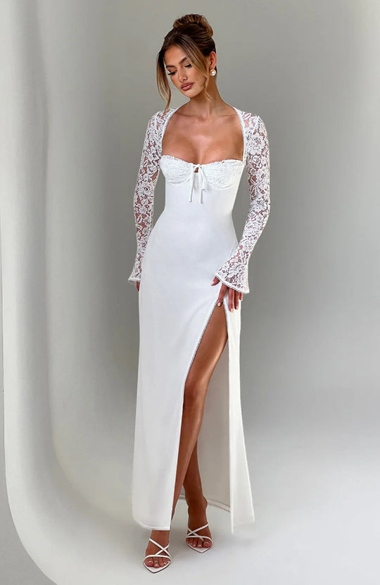 Damen Elegantes Maxi-Kleid mit raffiniertem Schnitt und schimmerndem Stoff EB