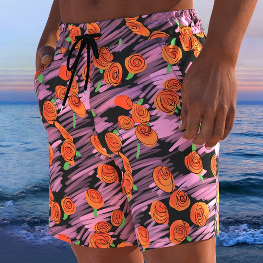 Herren Badeshorts mit modernem Streifen-Design und elastischem Bund EB