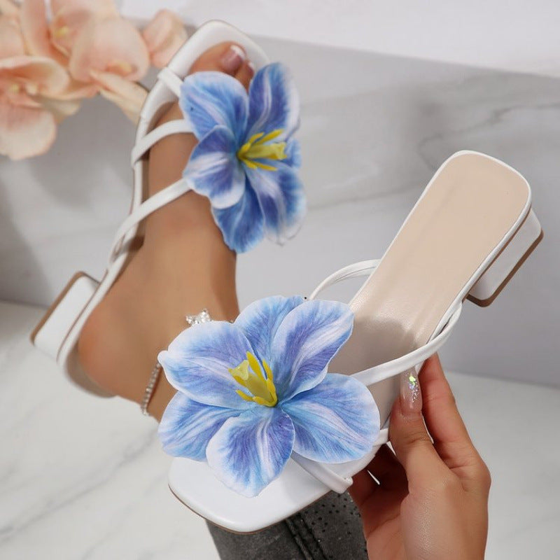 Damen Sandalen mit dekorativem Blumendetail EB