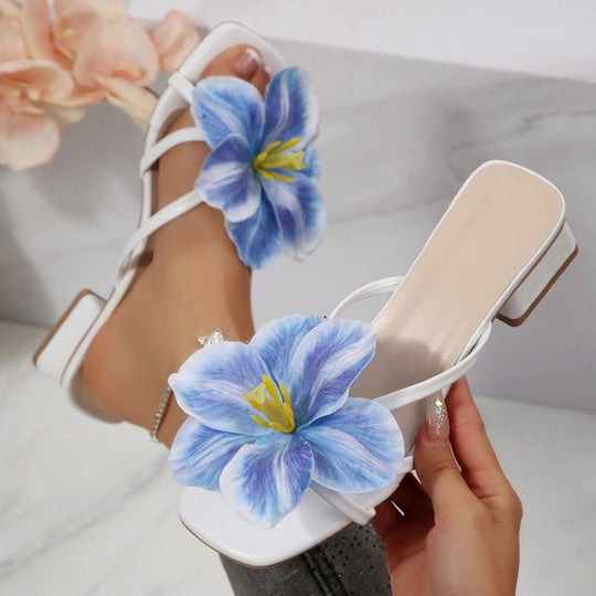 Damen Sandalen mit dekorativem Blumendetail EB