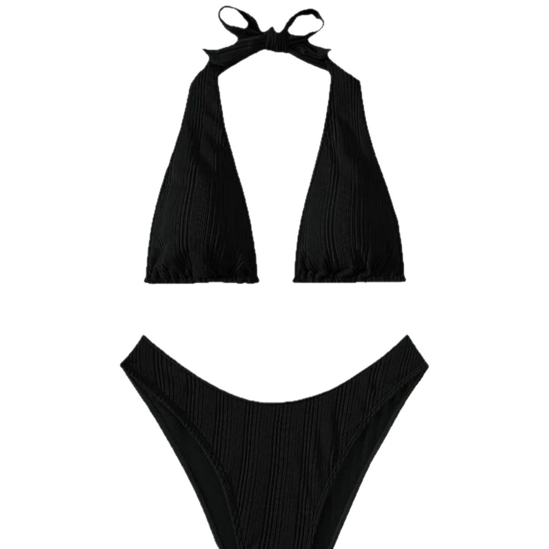 Damen Triangel-Bikini mit hoch geschnittenem Höschen und raffinierten Falten EB