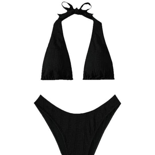 Damen Triangel-Bikini mit hoch geschnittenem Höschen und raffinierten Falten EB