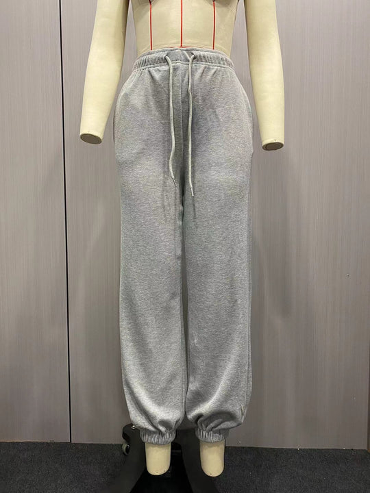 Damen nan Cozy-Sweat-Palazzohose mit hohem Komfortbund, integriertem Kordelzug und gerafften Knöchelabschlüssen EB