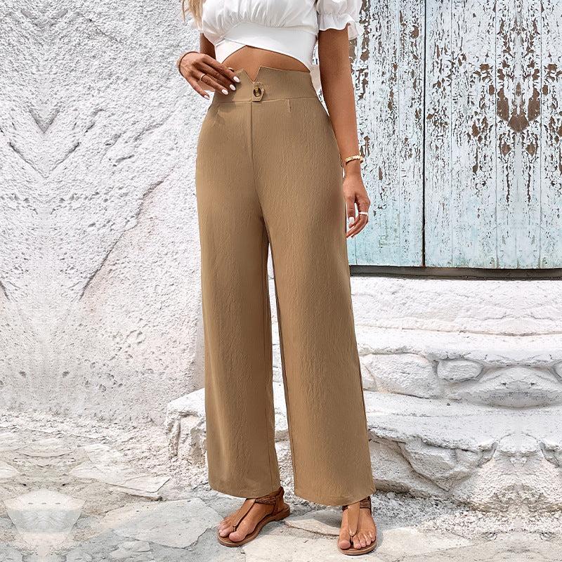 Damen Hochtaillierte Stoffhose mit dekorativem Knopfdetail EB