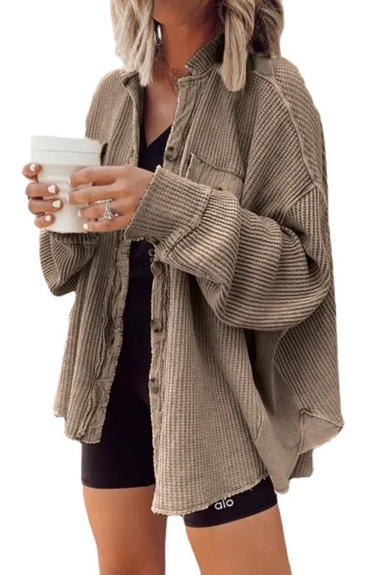 Damen lässige Oversized-Hemdjacke EB