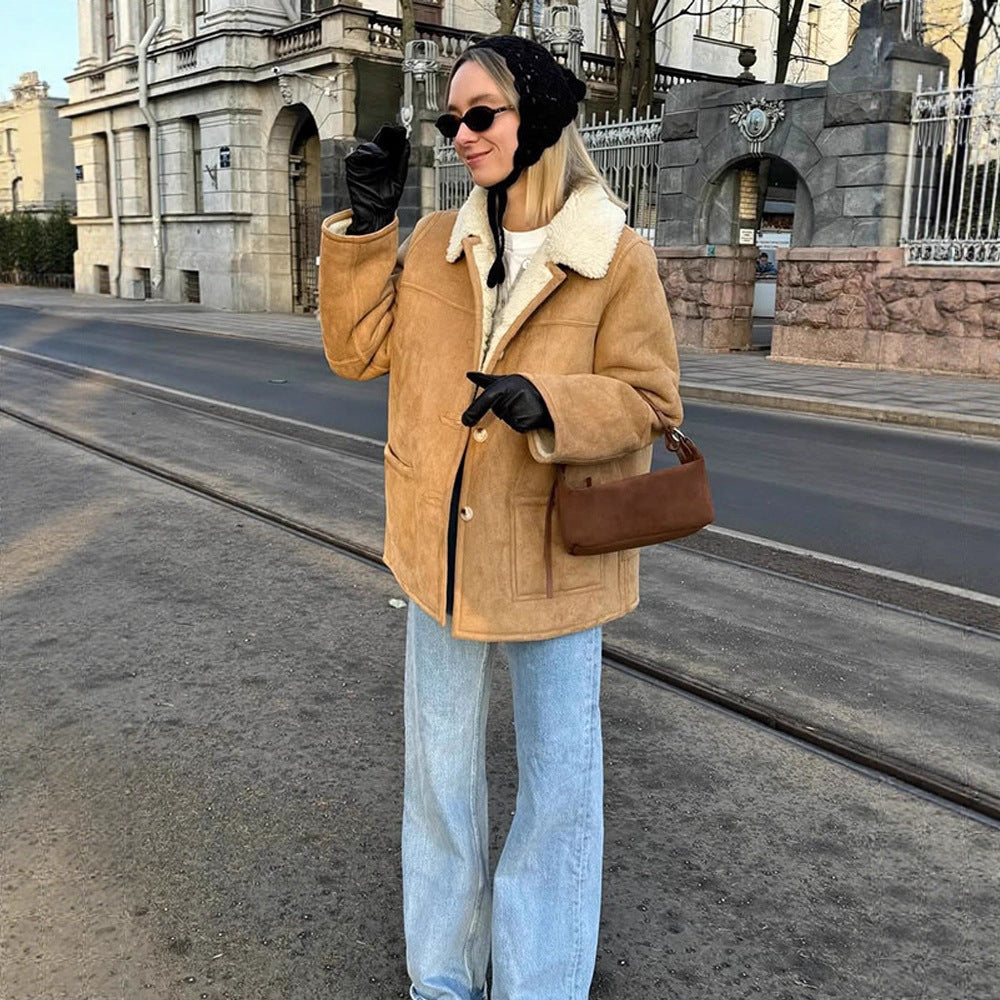 Damen Oversized Kunstfelljacke im lässigen Schnitt EB