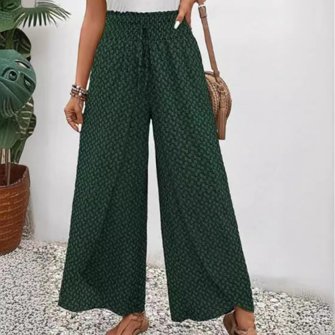 Damen Weite Palazzo-Hose mit elastischem Bund und grafischem Muster Heidi-Mode