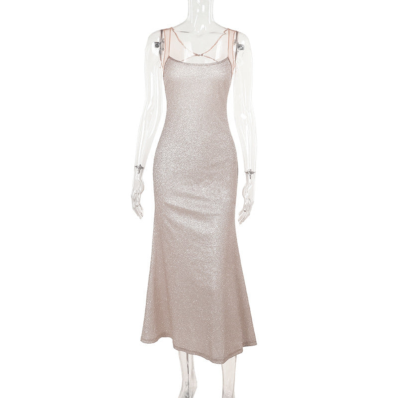 Damen Glitzerndes Maxikleid mit glamourösem Schnitt EB