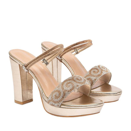 Damen Glamouröse Plateau-Sandalen mit Strass-Verzierung EB