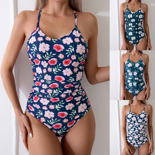 Damen Floral getäuschter Einteiler Badeanzug EB