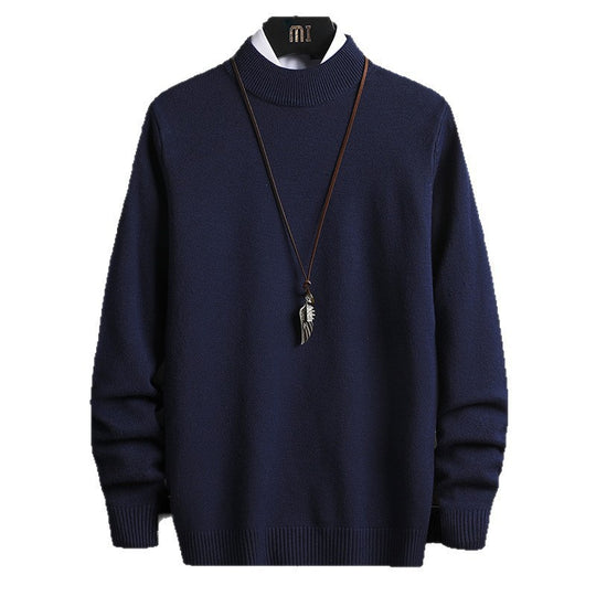 Herren nan Premium Stehkragenpullover aus feinem Baumwoll-Mix mit gerippten Bündchen und schmaler Silhouette EB