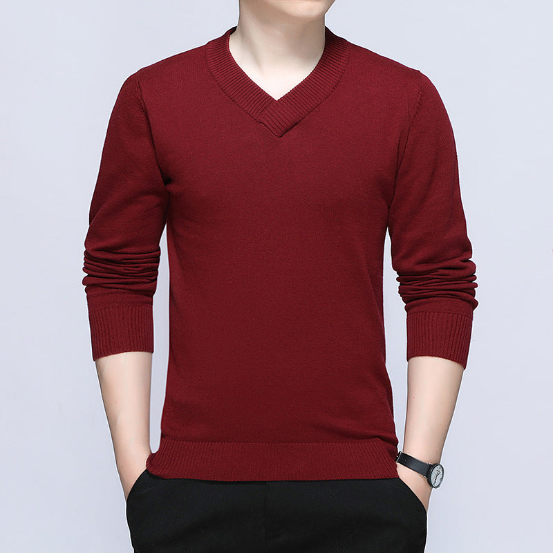 Herren eleganter Pullover mit V-Ausschnitt und feiner Strickstruktur EB