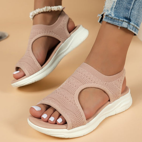 Damen Strick-Sandalen mit elastischem Komfortriemen und dämpfender Leichtsohle EB