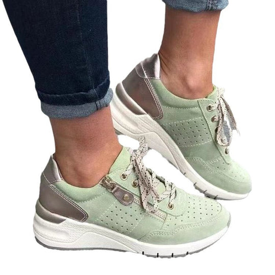 Damen Sportliche Sneakers mit atmungsaktivem Obermaterial und Reißverschluss EB