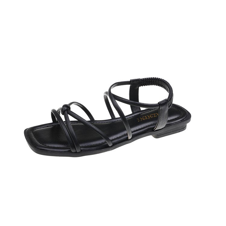 Damen modische Sandalen mit feinen Riemen und komfortablem Fußbett EB