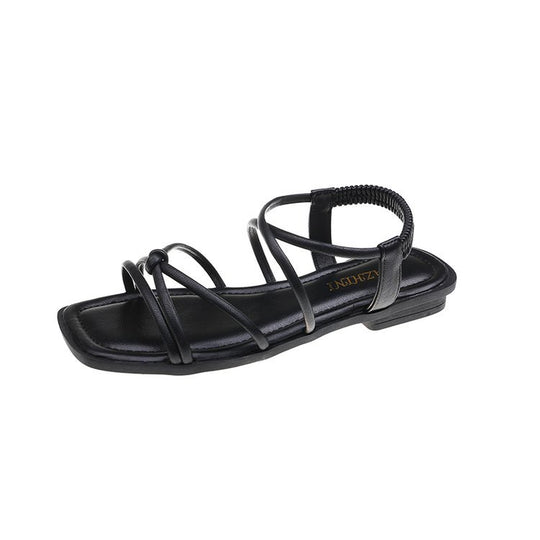 Damen modische Sandalen mit feinen Riemen und komfortablem Fußbett EB