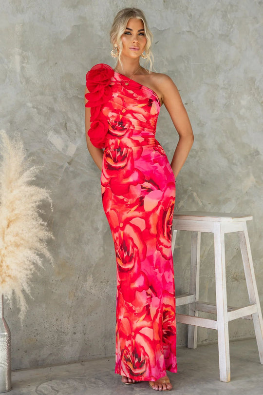 Damen Elegantes Abendkleid mit einseitigem Rüschen-Design und schmalem Schnitt EB