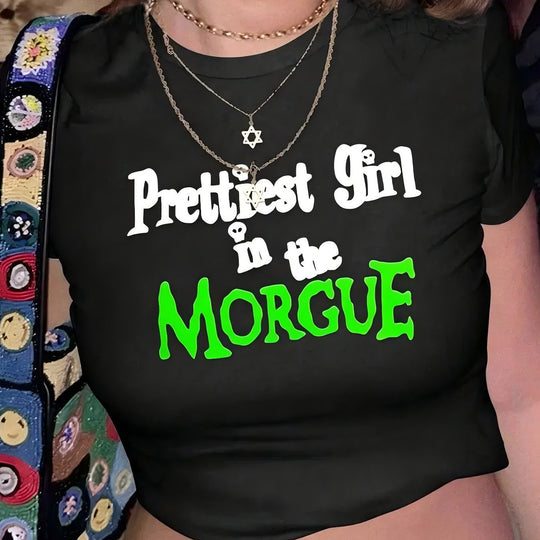 Damen Crop-T-Shirt mit witzigem Geburtstagsslogan und figurbetontem Schnitt EB