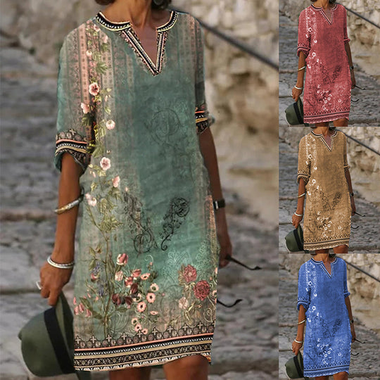 Damen luftiges Sommerkleid mit floralem Design EB