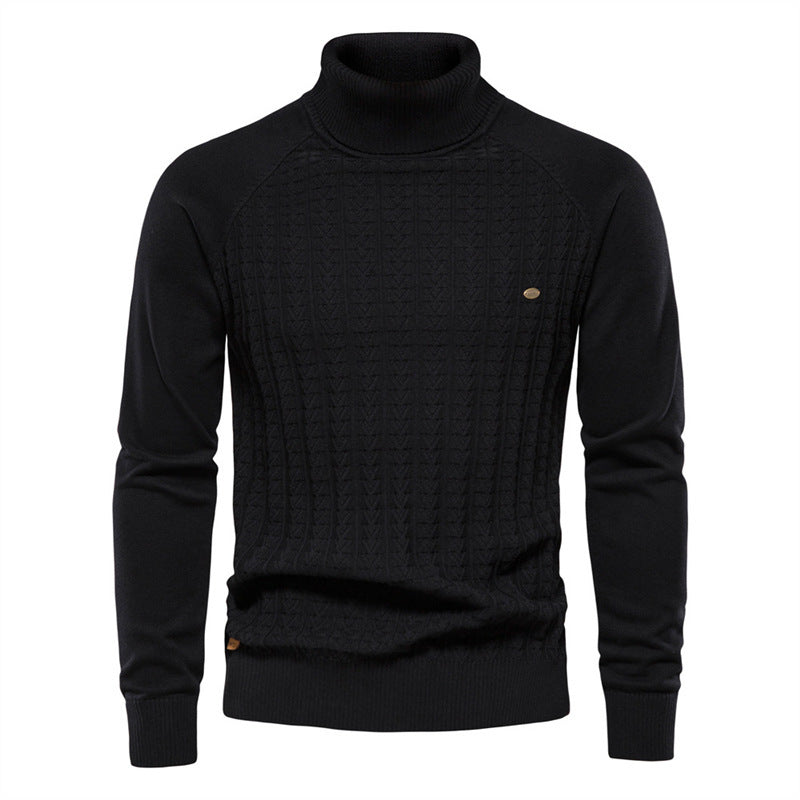 Herren Strickpullover mit modischem Stehkragen und strukturiertem Design EB