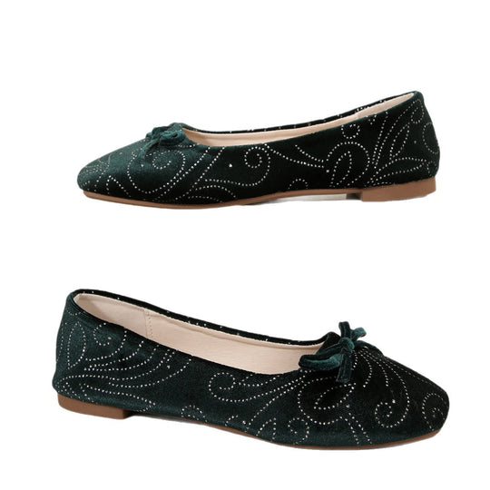 Damen Ballerinas mit elegantem Glitzermuster und feiner Schleifenapplikation EB