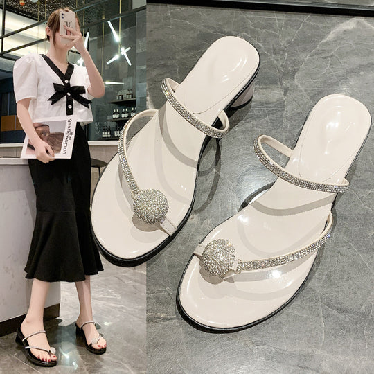 Damen elegante Sandalen mit glitzerndem Kristallakzent EB